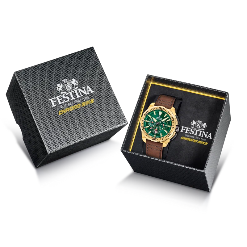 MONTRE HOMME FESTINA CHRONO BIKE F20728/2 VERT BRACELET EN CUIR — Image du produit 5