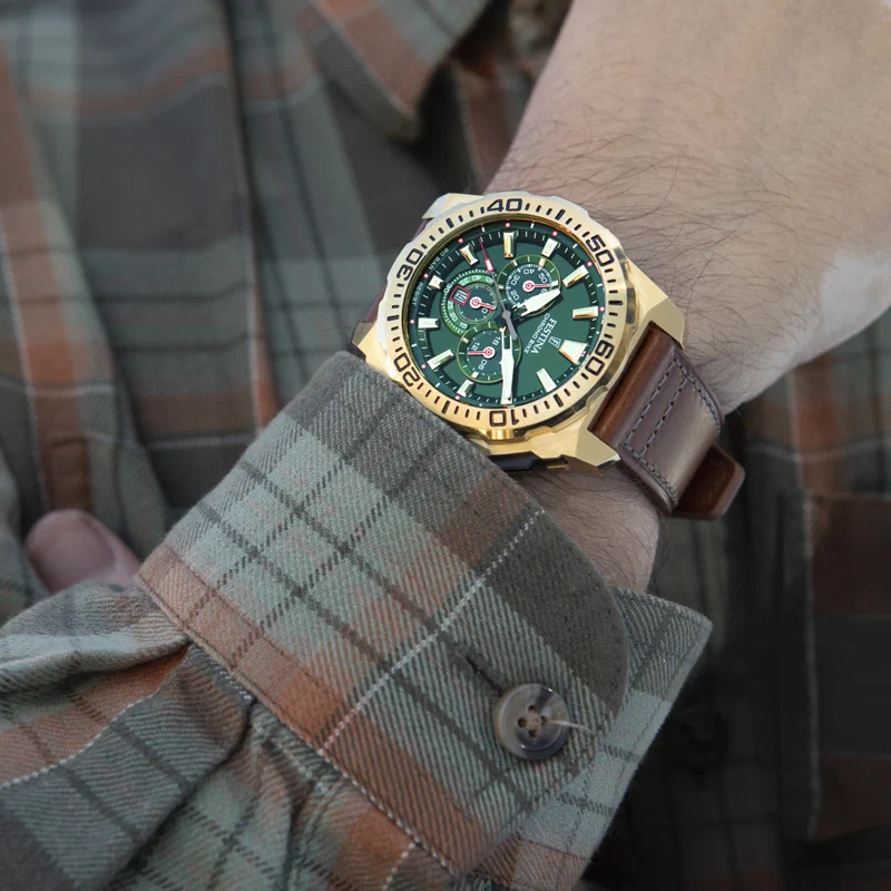 MONTRE HOMME FESTINA CHRONO BIKE F20728/2 VERT BRACELET EN CUIR — Image du produit 3