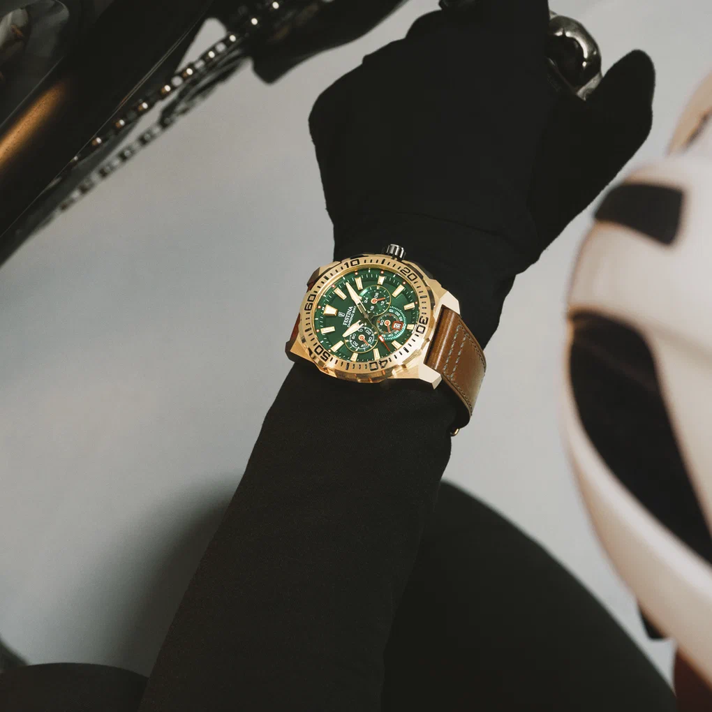MONTRE HOMME FESTINA CHRONO BIKE F20728/2 VERT BRACELET EN CUIR — Image du produit 2