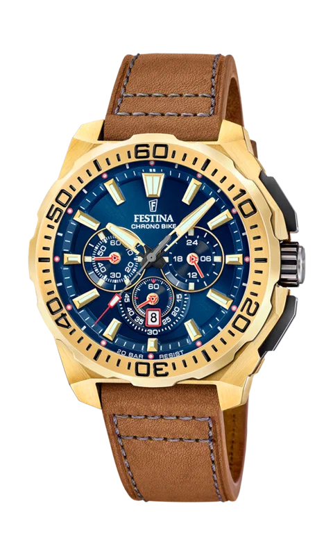 MONTRE HOMME FESTINA CHRONO BIKE F20728/1 BLEU BRACELET EN CUIR — Image du produit 2