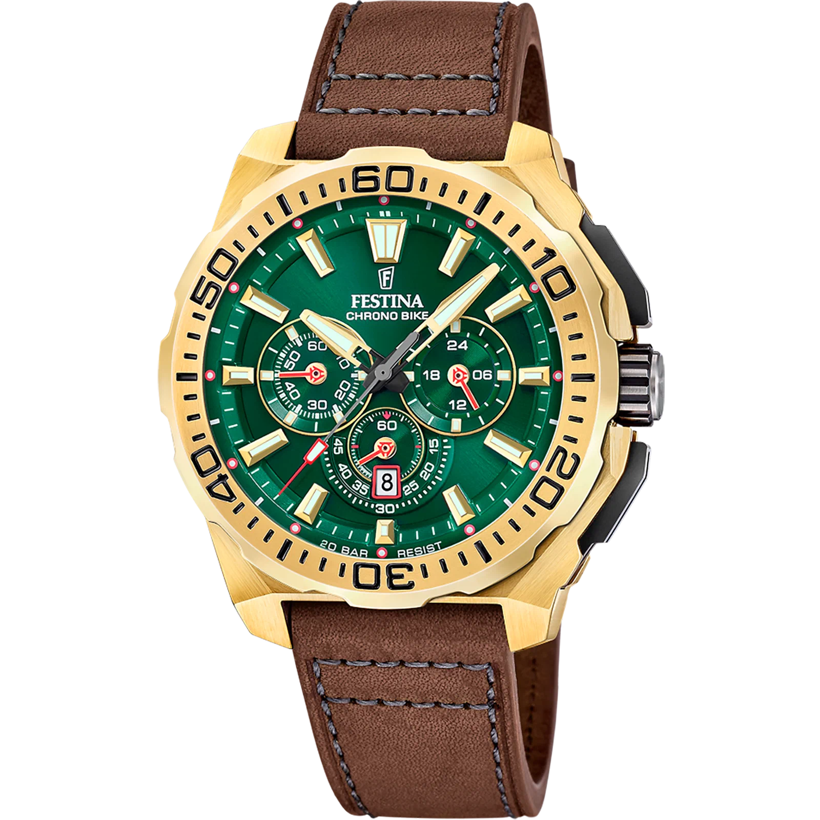 MONTRE HOMME FESTINA CHRONO BIKE F20728/2 VERT BRACELET EN CUIR — Image du produit 1