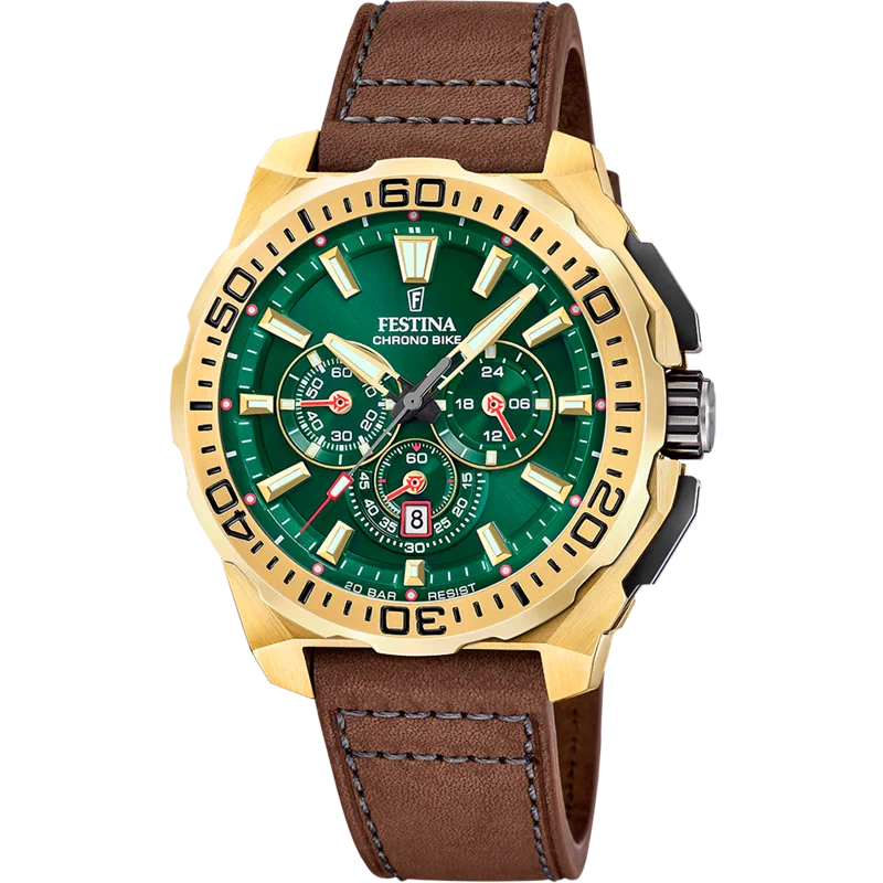 MONTRE HOMME FESTINA CHRONO BIKE F20728/2 VERT BRACELET EN CUIR