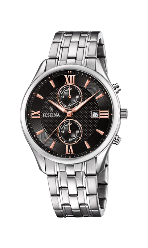MONTRE FESTINA TIMELESS CHRONOGRAPH F6854/7 NOIR, BRACELET EN ACIER, HOMME — Image du produit 3