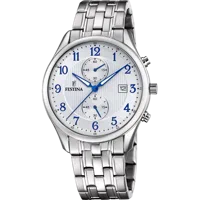 MONTRE FESTINA TIMELESS CHRONOGRAPH F6854/A BLANC BRACELET EN ACIER INOXYDABLE HOMME