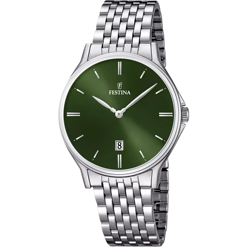 MONTRE FESTINA CLASSICS F16744/5 VERT, BRACELET EN ACIER, HOMME
