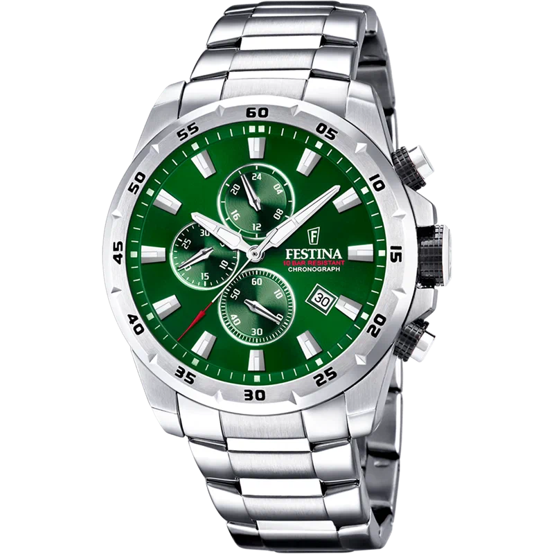 MONTRE FESTINA F20463/3 VERT, BRACELET ACIER INOXYDABLE, HOMME