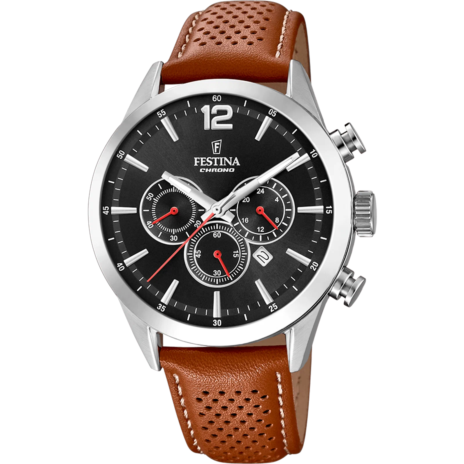 MONTRE FESTINA TIMELESS CHRONOGRAPH F20542/6 NOIR, BRACELET CUIR, HOMME — Image du produit 1