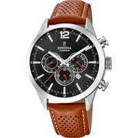 MONTRE FESTINA TIMELESS CHRONOGRAPH F20542/6 NOIR, BRACELET CUIR, HOMME