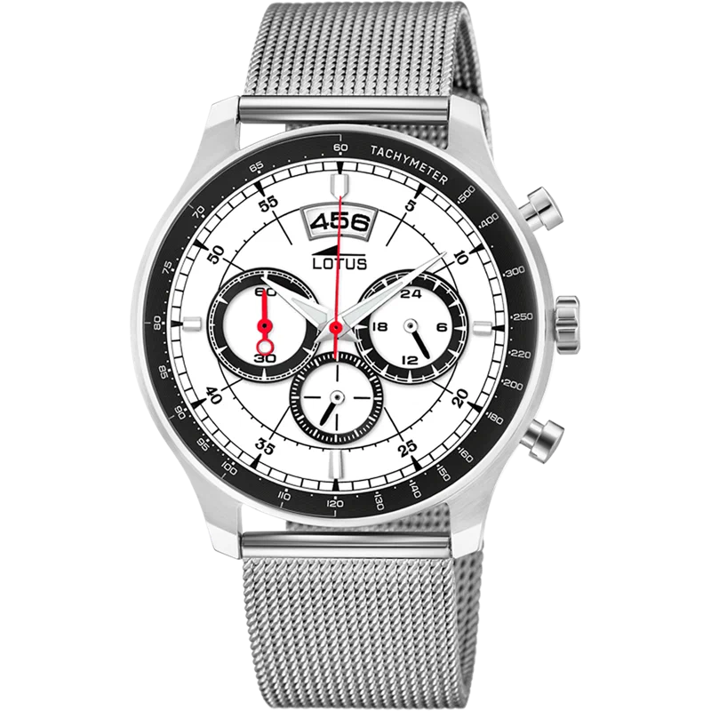 MONTRE LOTUS CHRONO 10138/1 BLANC, BRACELET ACIER, HOMME