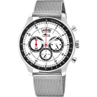 ساعة LOTUS CHRONO 10138/1 بيضاء، سوار فولاذي، رجالي